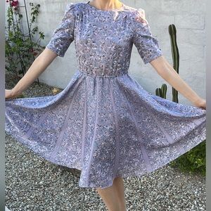 Vintage 60s a line floral spring summer midi dress